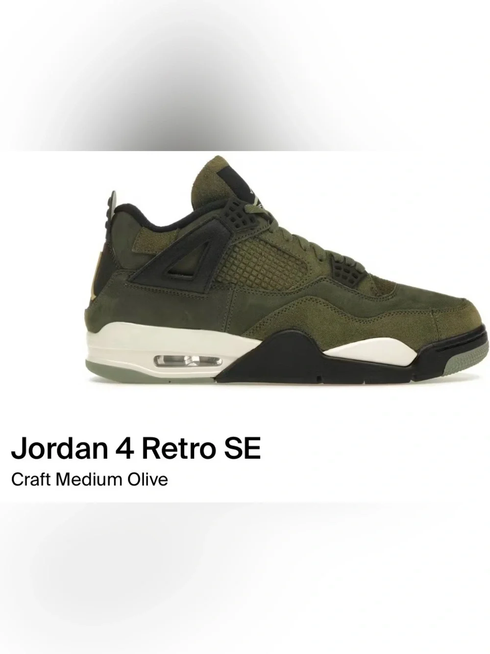 Jordan 4 Retro Olive Green and Black Men's Sneakers